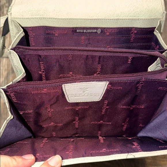 Anuschka Cream Crossbody Bag with Multicolor Butterfly & Floral Artwork - Picture 4 of 7